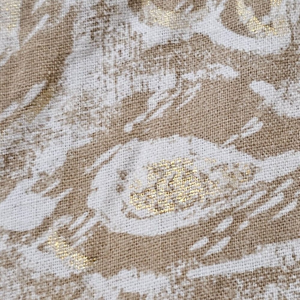 Coldwater Creek Cropped Pants Womens Size 8 Linen Blend Gold Floral‎ Wide Leg - Picture 7 of 16